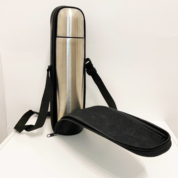 New Stainless Steel Thermal Water Coffee Bottle & Carry Pouch - Picture 3 of 7